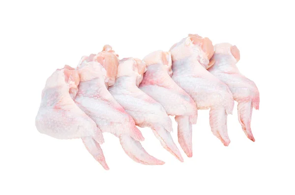 Six Ailes Poulet Fraîches Isolées Sur Fond Blanc Vue Haut — Photo