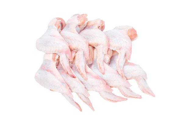 Devět Čerstvých Kuřecích Křídel Izolovaných Bílém Pozadí Pohled Shora — Stock fotografie