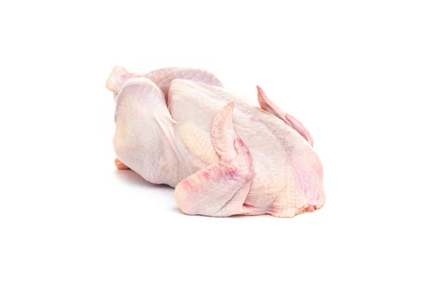 Färsk Kyckling Kadaver Vit Bakgrund Närbild — Stockfoto