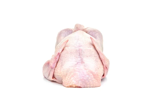 Carcasse Poulet Crue Fraîche Sur Fond Blanc Gros Plan — Photo