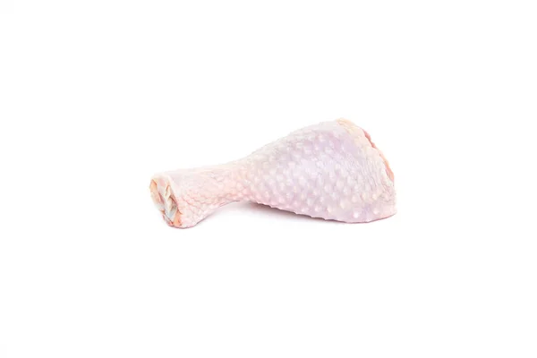 Beyaz Arka Planda Taze Çiğ Tavuk Budu Kapat — Stok fotoğraf