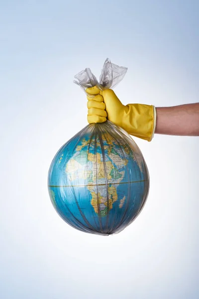 Het Concept Van Bescherming Van Wereld Tegen Plastic Afval Bestrijding — Stockfoto