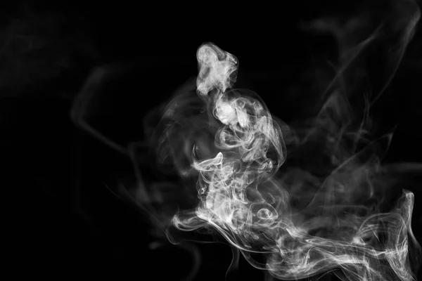 Fehér Füst Felhői Fekete Háttérrel Füstmozgás Fekete Háttérrel Füstfelhők Medúza — Stock Fotó