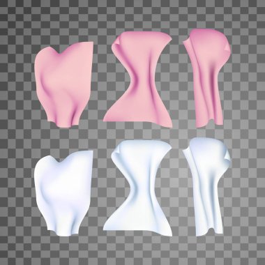 Pembe ve beyaz hijyenik kağıt peçete simgeler kümesi