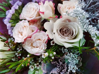 krem büyük gül buket büyük makro