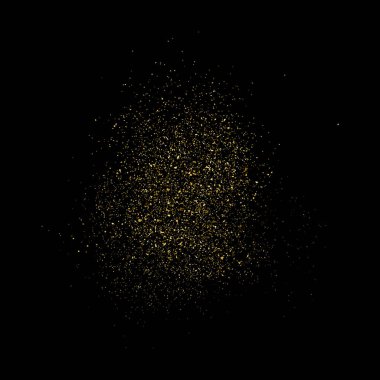 Altın parıltı doku üzerinde siyah kare izole. Amber parçacıklar renk. Kutlama arka plan. Altın patlama konfeti. Vektör çizim, eps 10.
