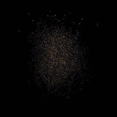 Altın parıltı doku üzerinde siyah kare izole. Amber parçacıklar renk. Kutlama arka plan. Altın patlama konfeti. Vektör çizim, eps 10.