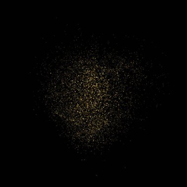 Altın parıltı doku üzerinde siyah kare izole. Amber parçacıklar renk. Kutlama arka plan. Altın patlama konfeti. Vektör çizim, eps 10.