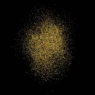 Altın glitter doku siyah izole. Amber parçacıklar renk. Kutlama arka plan. Altın patlama konfeti. Vektör çizim, eps 10.