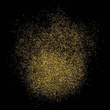 Altın glitter doku siyah izole. Amber parçacıklar renk. Kutlama arka plan. Altın patlama konfeti. Vektör çizim, eps 10.