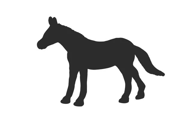 Černá Silueta Koně Izolovaných Bílém Pozadí Jednoduchý Plochý Vektorové Ilustrace — Stockový vektor