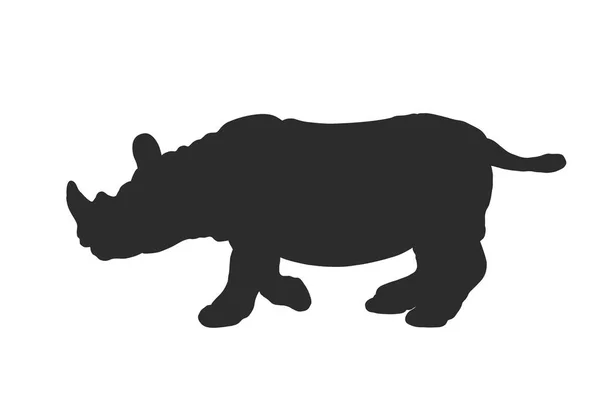 Sziluettjét Fekete Orrszarvú Elszigetelt Fehér Background Egyszerű Lapos Vektoros Illusztráció — Stock Vector