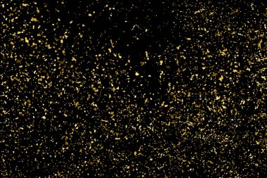 Altın glitter doku siyah izole. Amber parçacıklar renk. Kutlama arka plan. Altın patlama konfeti. Vektör çizim, eps 10.