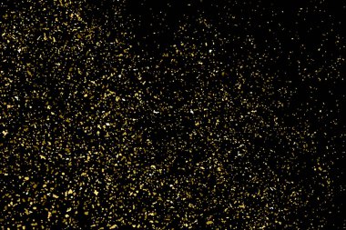 Altın glitter doku siyah izole. Amber parçacıklar renk. Kutlama arka plan. Altın patlama konfeti. Vektör çizim, eps 10.