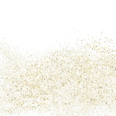Altın parıltı beyaz kare izole doku. Amber parçacıklar renk. Kutlama arka plan. Patlama konfeti. Vektör çizim, eps 10.