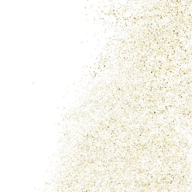 Altın parıltı beyaz kare izole doku. Amber parçacıklar renk. Kutlama arka plan. Patlama konfeti. Vektör çizim, eps 10.
