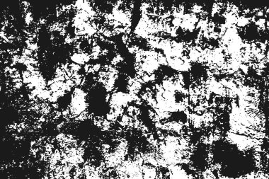 Siyah arka plan üzerine izole beyaz grenli doku. Sıkıntı kaplaması dokulu. Grunge tasarım öğeleri. Vektör çizim, eps 10.