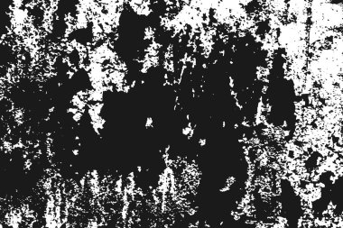 Siyah arka plan üzerine izole beyaz grenli doku. Sıkıntı kaplaması dokulu. Grunge tasarım öğeleri. Vektör çizim, eps 10.