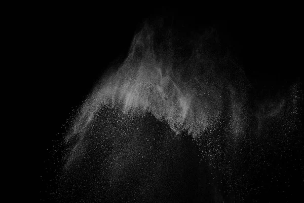 Freeze Motion White Particles Black Background Powder Explosion Abstract Dust — Stock Photo, Image