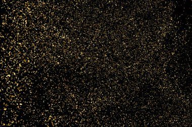 Altın glitter doku siyah izole. Amber parçacıklar renk. Kutlama arka plan. Altın patlama konfeti. Vektör çizim, eps 10.