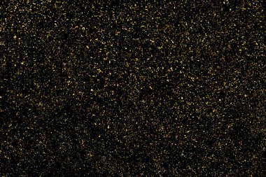 Altın glitter doku siyah izole. Amber parçacıklar renk. Kutlama arka plan. Altın patlama konfeti. Vektör çizim, eps 10.