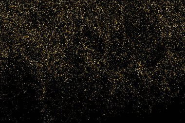 Altın glitter doku siyah izole. Amber parçacıklar renk. Kutlama arka plan. Altın patlama konfeti. Vektör çizim, eps 10.