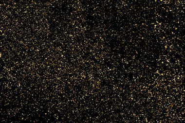Altın glitter doku siyah izole. Amber parçacıklar renk. Kutlama arka plan. Altın patlama konfeti. Vektör çizim, eps 10.