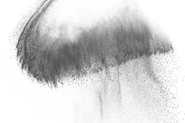 Explosion Particules Noires Isolées Sur Fond Blanc Texture Abstraite Recouvrement — Photo