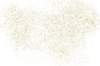 Altın glitter doku üzerinde beyaz izole. Amber parçacıklar renk. Kutlama arka plan. Altın patlama konfeti. Vektör çizim, eps 10.