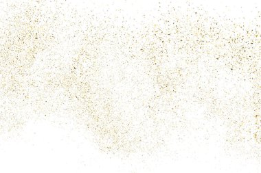 Altın glitter doku üzerinde beyaz izole. Amber parçacıklar renk. Kutlama arka plan. Altın patlama konfeti. Vektör çizim, eps 10.