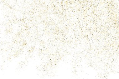 Altın glitter doku üzerinde beyaz izole. Amber parçacıklar renk. Kutlama arka plan. Altın patlama konfeti. Vektör çizim, eps 10.
