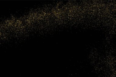 Altın glitter doku siyah izole. Amber parçacıklar renk. Kutlama arka plan. Altın patlama konfeti. Vektör çizim, eps 10.