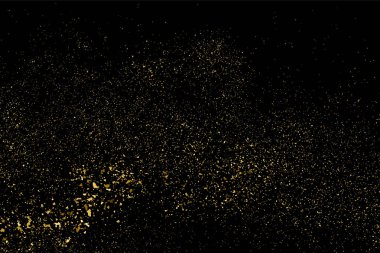 Altın glitter doku siyah izole. Amber parçacıklar renk. Kutlama arka plan. Altın patlama konfeti. Vektör çizim, eps 10.