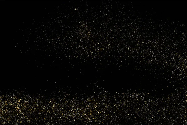 Textura Brillo Dorado Aislada Negro Partículas Ámbar Color Fondo Celebración — Vector de stock