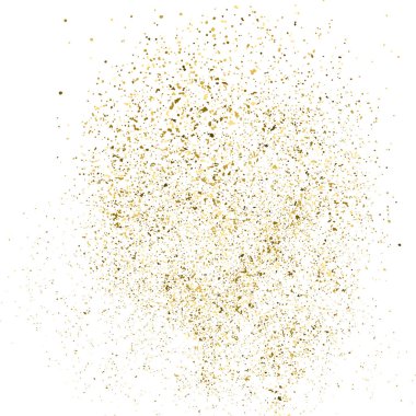 Altın parıltı beyaz kare izole doku. Amber parçacıklar renk. Kutlama arka plan. Patlama konfeti. Vektör çizim, eps 10.