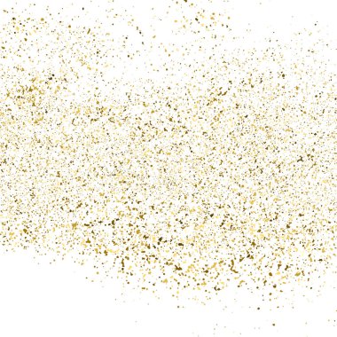 Altın parıltı beyaz kare izole doku. Amber parçacıklar renk. Kutlama arka plan. Patlama konfeti. Vektör çizim, eps 10.