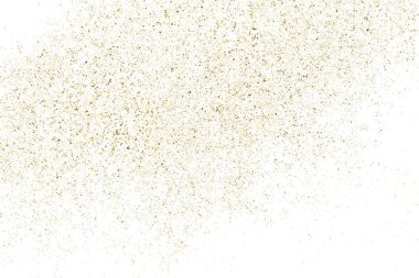 Altın glitter doku üzerinde beyaz izole. Amber parçacıklar renk. Kutlama arka plan. Altın patlama konfeti. Vektör çizim, eps 10.