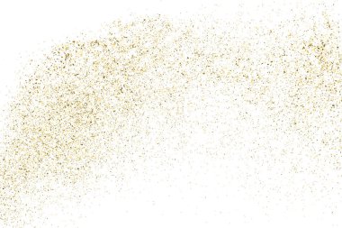 Altın glitter doku üzerinde beyaz izole. Amber parçacıklar renk. Kutlama arka plan. Altın patlama konfeti. Vektör çizim, eps 10.