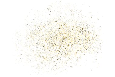 Altın glitter doku üzerinde beyaz izole. Amber parçacıklar renk. Kutlama arka plan. Altın patlama konfeti. Vektör çizim, eps 10.