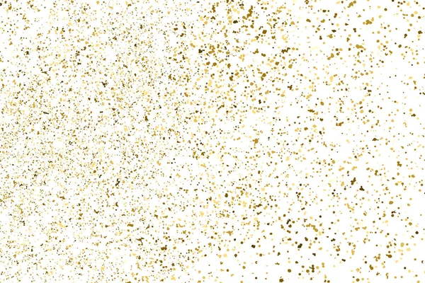 Altın glitter doku üzerinde beyaz izole. Amber parçacıklar renk. Kutlama arka plan. Altın patlama konfeti. Vektör çizim, eps 10.