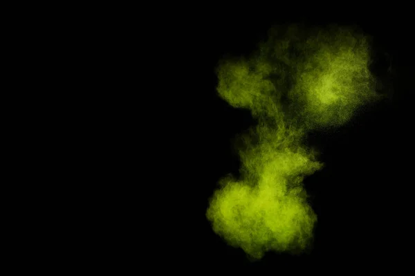 Вибух Світло Зеленого Порошку Чорному Тлі Кольорова Хмара Порошку Барвистий — стокове фото