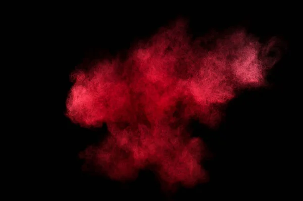Rött Och Rosa Pulver Explosion Svart Bakgrund Färgat Pulver Moln — Stockfoto
