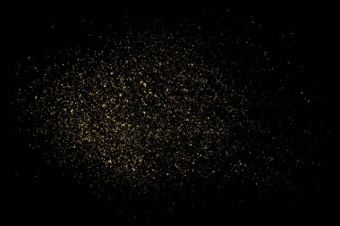 Altın glitter doku siyah izole. Amber parçacıklar renk. Kutlama arka plan. Altın patlama konfeti. Vektör çizim, eps 10.