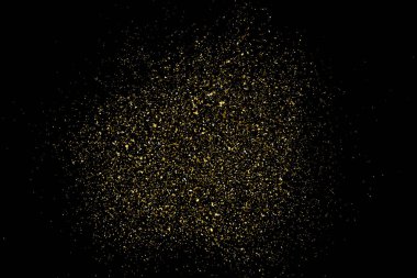 Altın glitter doku siyah izole. Amber parçacıklar renk. Kutlama arka plan. Altın patlama konfeti. Vektör çizim, eps 10.