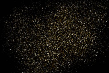 Altın glitter doku siyah izole. Amber parçacıklar renk. Kutlama arka plan. Altın patlama konfeti. Vektör çizim, eps 10.