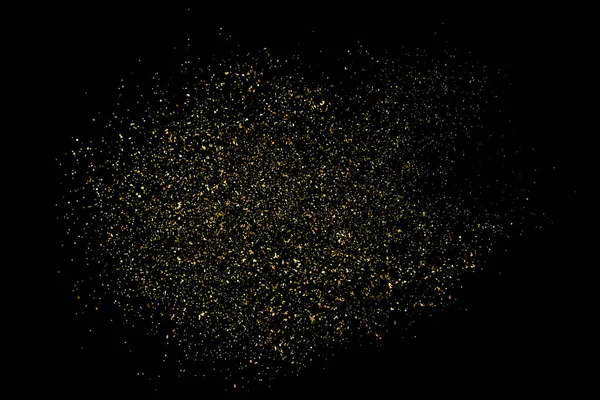 Gold Glitzertextur Isoliert Auf Schwarz Bernstein Teilchen Farbe Feierlicher Hintergrund — Stockvektor