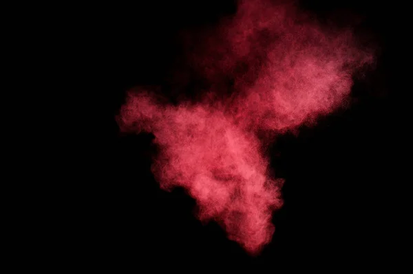 Explosión Polvo Rojo Rosa Sobre Fondo Negro Nube Polvo Colores —  Fotos de Stock