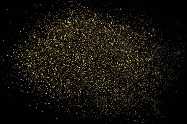 Altın glitter doku siyah izole. Amber parçacıklar renk. Kutlama arka plan. Altın patlama konfeti. Vektör çizim, eps 10.