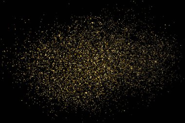 Altın glitter doku siyah izole. Amber parçacıklar renk. Kutlama arka plan. Altın patlama konfeti. Vektör çizim, eps 10.