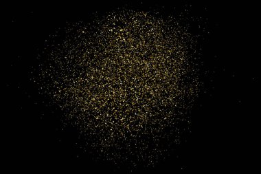 Altın glitter doku siyah izole. Amber parçacıklar renk. Kutlama arka plan. Altın patlama konfeti. Vektör çizim, eps 10.